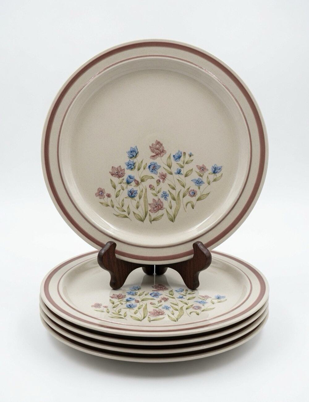 Newcor Goodearth Stoneware Salad Plates Set of 4 Floral Pattern Japan
